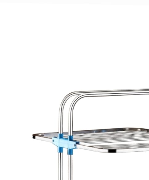 Rubby Premium Cloth Dryer Stand with Wheels | Anti Rust Stainless Steel Material | Space Saving 6 Folding Wings with Clothes Hanger Hook | 3 Layer Cloth Stand for Drying Clothes Foldable | Blue