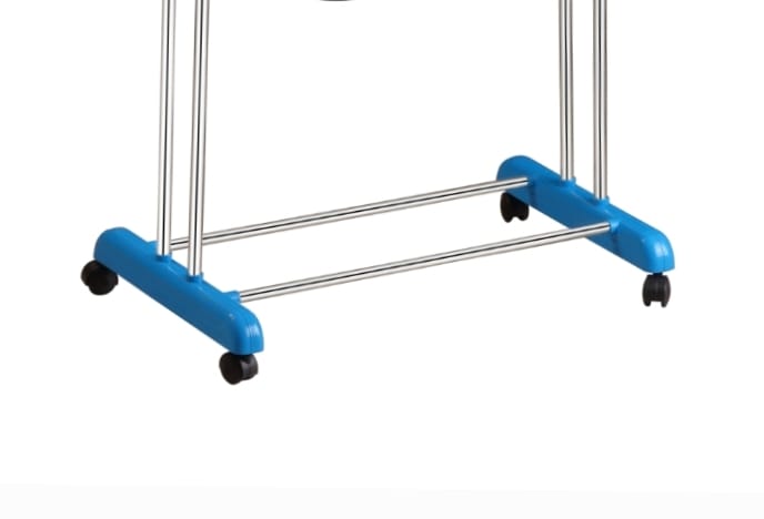 Rubby Premium Cloth Dryer Stand with Wheels | Anti Rust Stainless Steel Material | Space Saving 6 Folding Wings with Clothes Hanger Hook | 3 Layer Cloth Stand for Drying Clothes Foldable | Blue